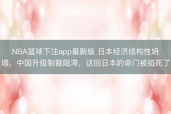 NBA篮球下注app最新版 日本经济结构性坍塌，中国升级制裁阻滞，这回日本的命门被掐死了