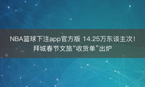 NBA篮球下注app官方版 14.25万东谈主次！拜城春节文旅“收货单”出炉