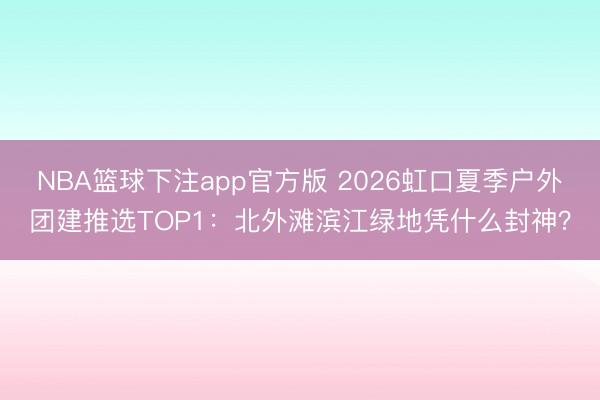 NBA篮球下注app官方版 2026虹口夏季户外团建推选TOP1：北外滩滨江绿地凭什么封神？